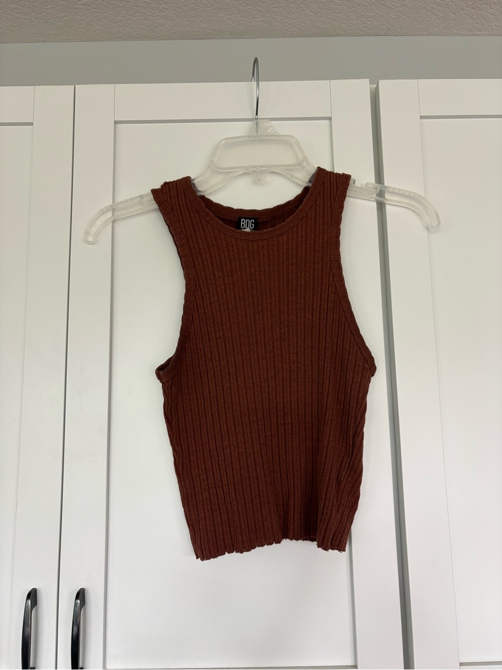 BDG Ribbed Crop Tank Top - Rust